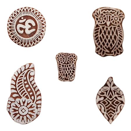 Set of 5 Piece New Mix Wooden Printing Blocks